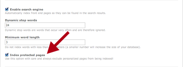 Enable search indexing on protected pages